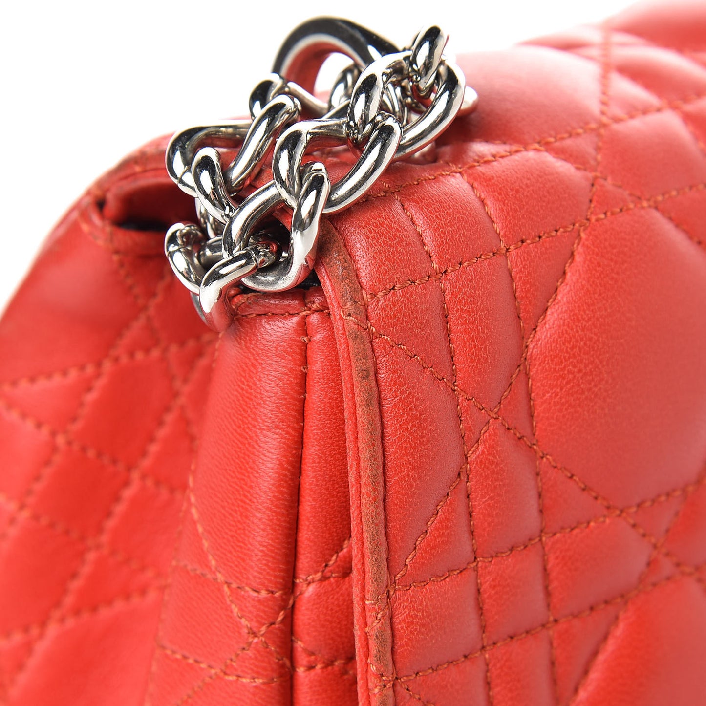 Lambskin Cannage Large Miss Dior Flap Vermillion