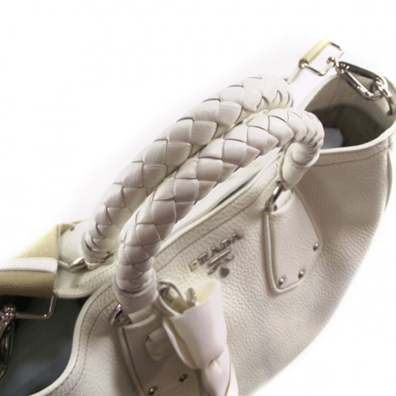 Prada Vitello Daino Braided Tote Bianco 5 of 10