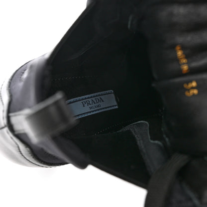 Prada Vitello Montana Neoprene Lace Up Chelsea 110mm Ankle Boots 35 Black 7 of 11