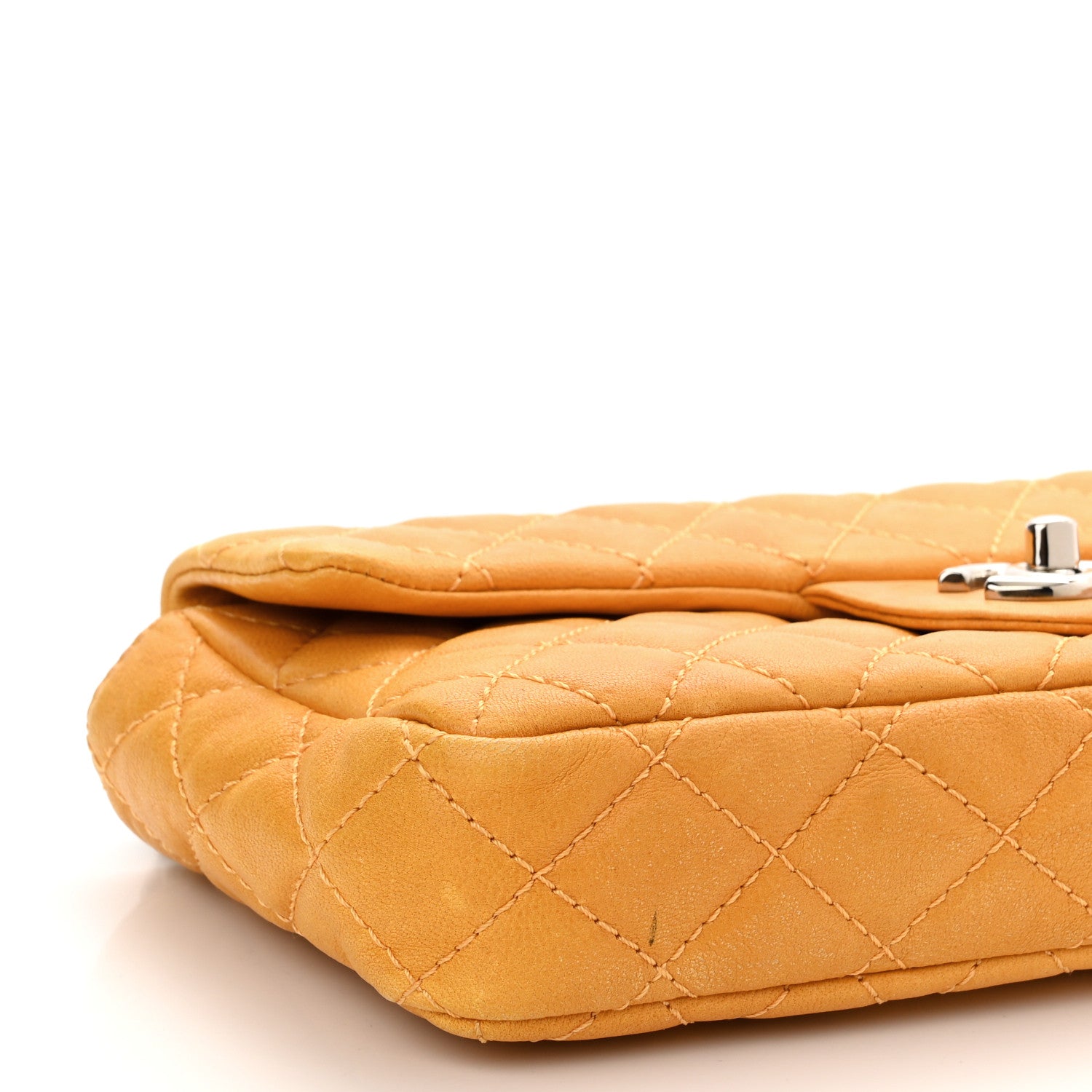 Chanel Glazed Lambskin Quilted Bijoux Chain East West Flap Mango 8 of 9