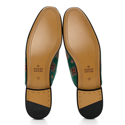 Gucci Satin Goatskin Jewel Highlands Printed Mens Princetown Slippers 12 Green 5 of 9