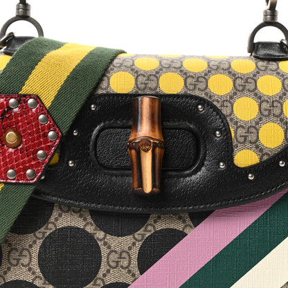 Gucci GG Supreme Monogram Studded Calfskin 100 Centennial Geometric Medium Bamboo 1947 Top Handle Bag Beige Ebony Multicolor 10 of 12