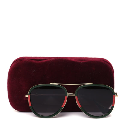 Gucci Web Aviator Sunglasses GG0062S Green Red 8 of 8
