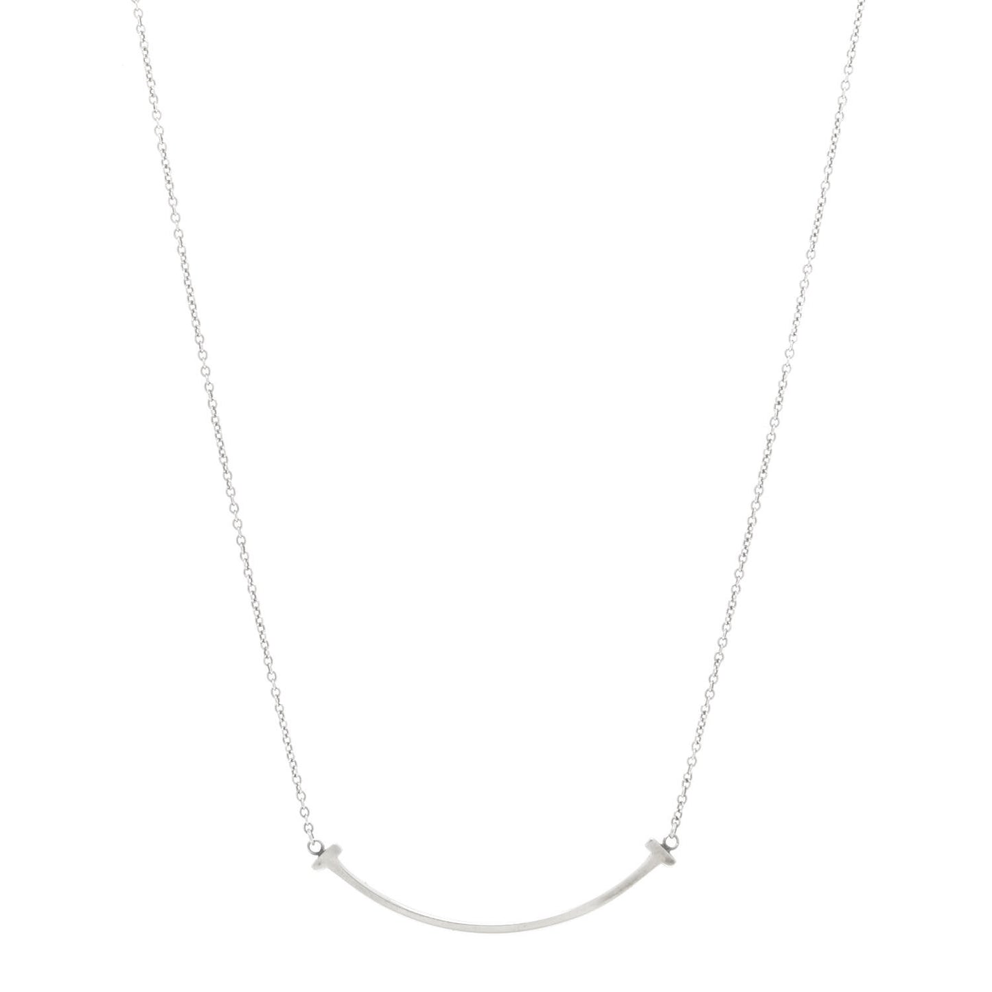 Sterling Silver Small T Smile Pendant Necklace