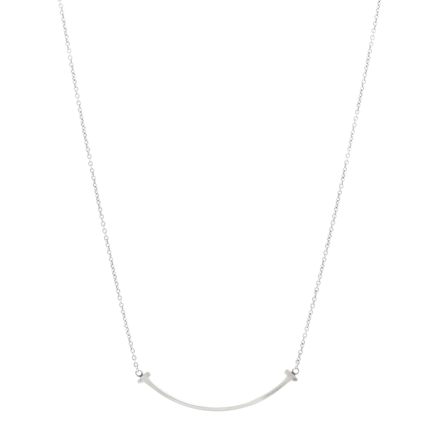 Tiffany Sterling Silver Small T Smile Pendant Necklace 1 of 5