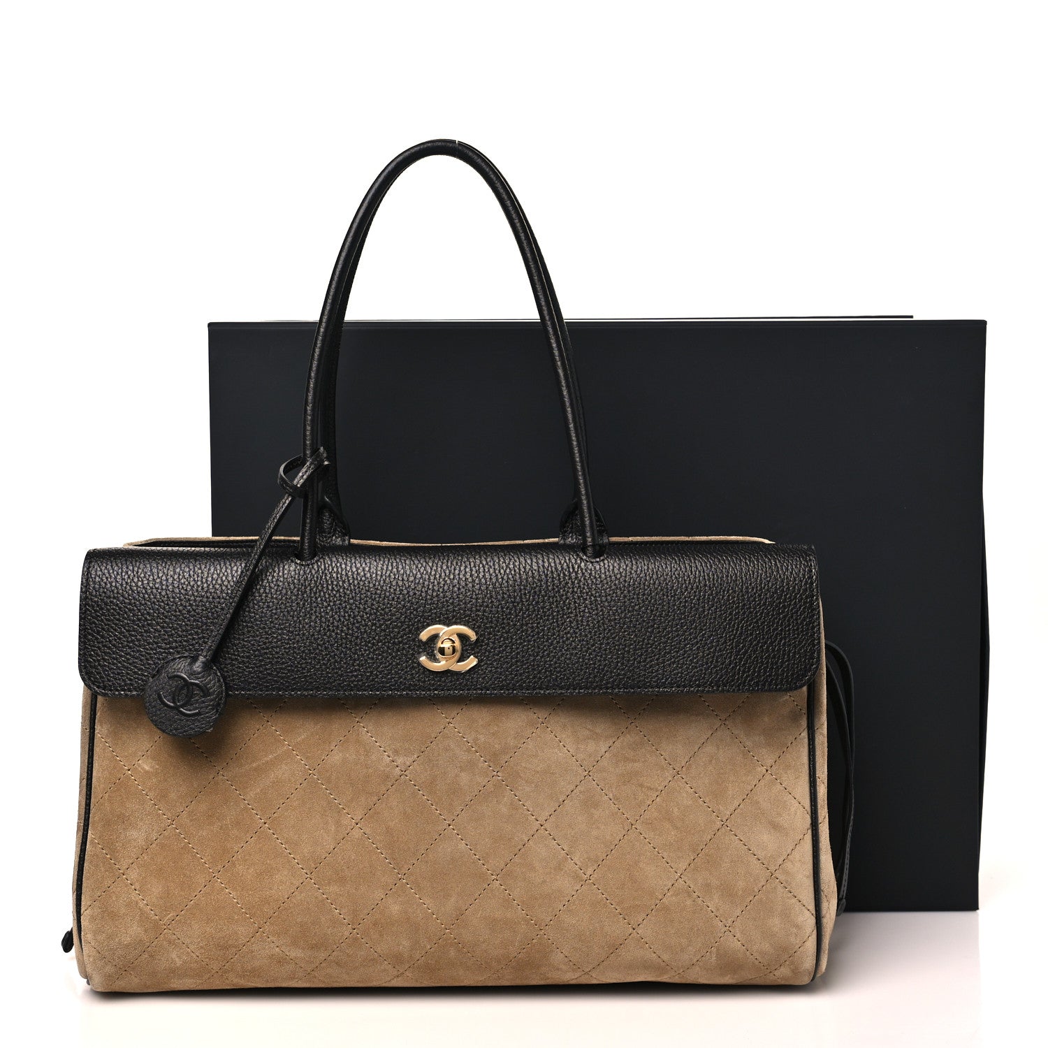 Chanel Grained Calfskin Suede Urban Essentials Large Shopping Bag  Dark Beige Black 11 of 11