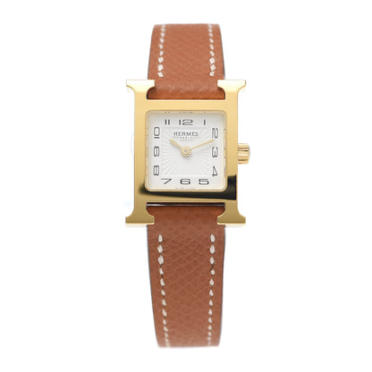 Hermes Stainless Steel Epsom 17.2mm Heure H Hour Quartz Watch Gold 1 of 5