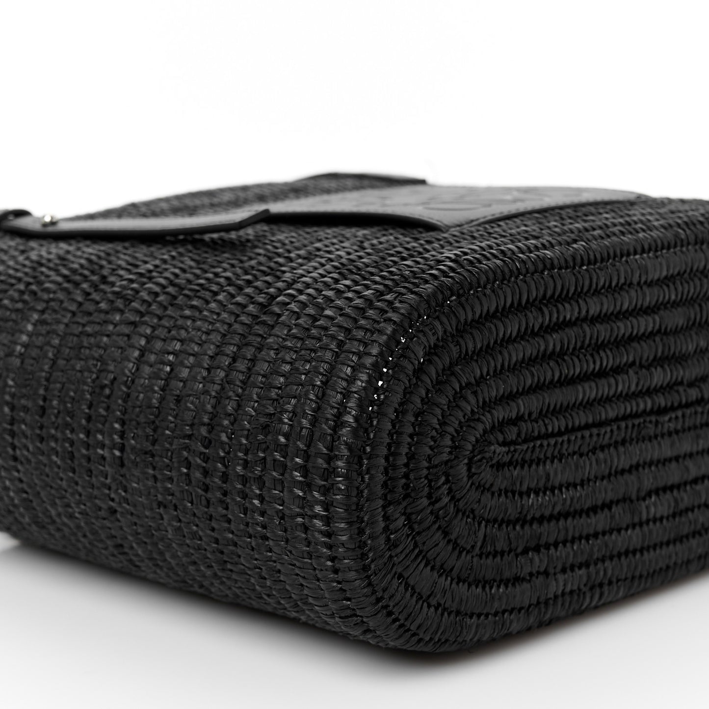 Raffia Square Small Basket Tote Bag Black