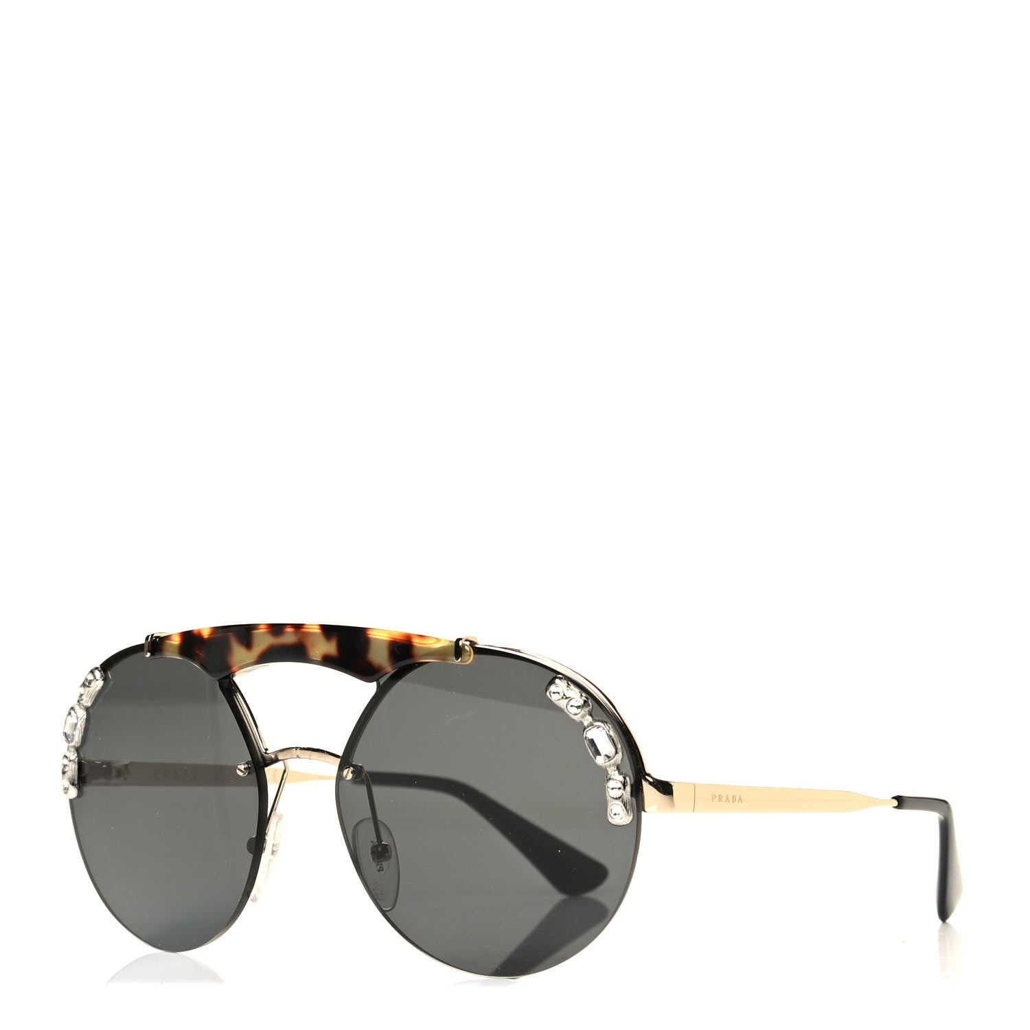 Prada Crystal Ornate Sunglasses SPR52U Havana 1 of 5