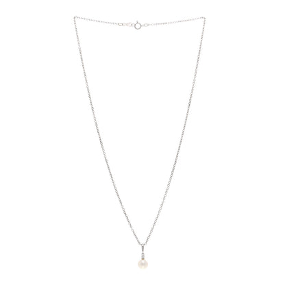Mikimoto 18K White Gold Diamond Akoya Pearl 6.5-7mm Morning Dew Pendant Necklace 3 of 4