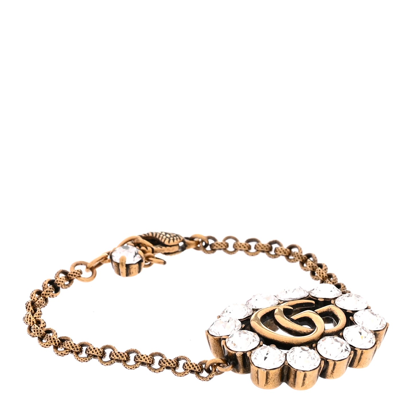 Metal Crystal Double G Bracelet Aged Gold