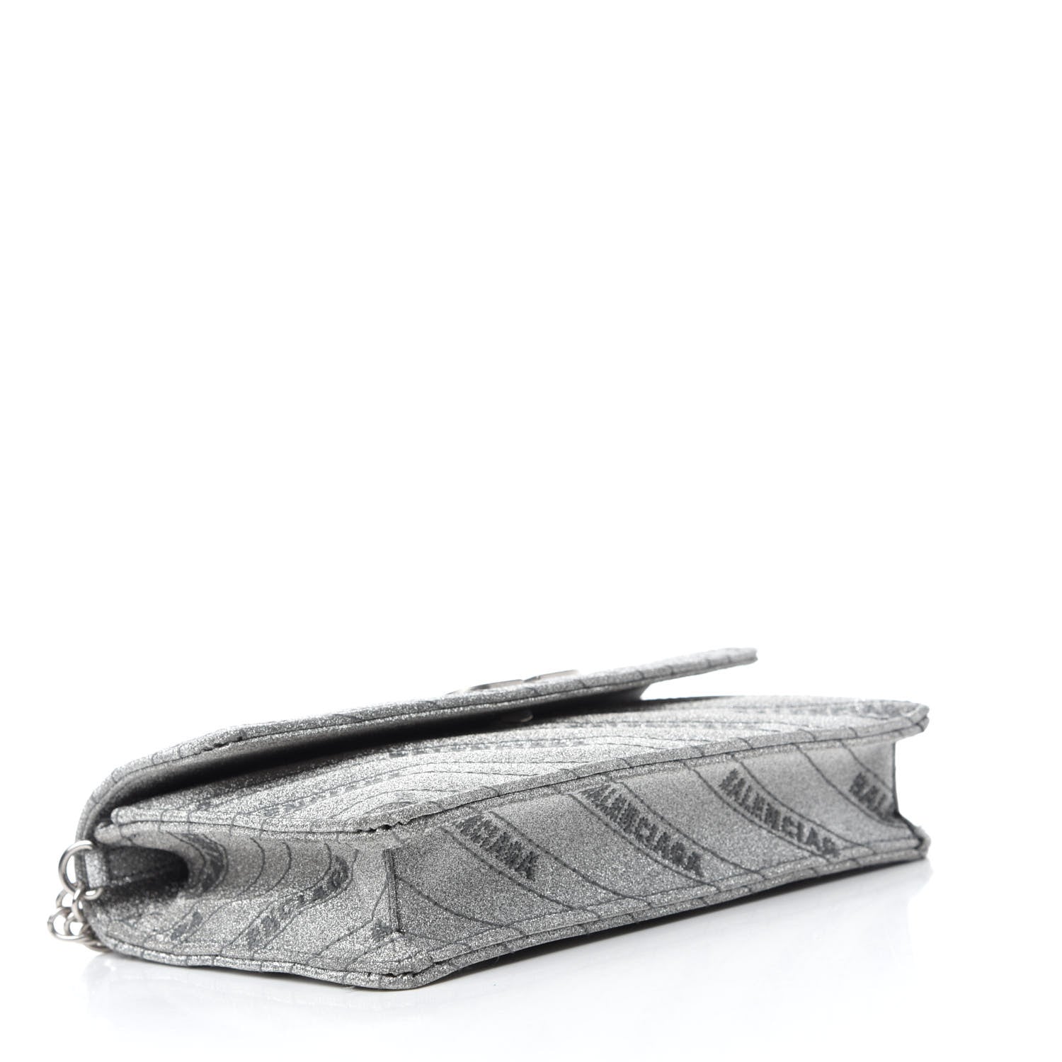 Balenciaga Glitter Logo Matelasse BB Wallet On Chain Silver 4 of 9