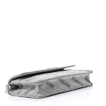 Balenciaga Glitter Logo Matelasse BB Wallet On Chain Silver 4 of 9