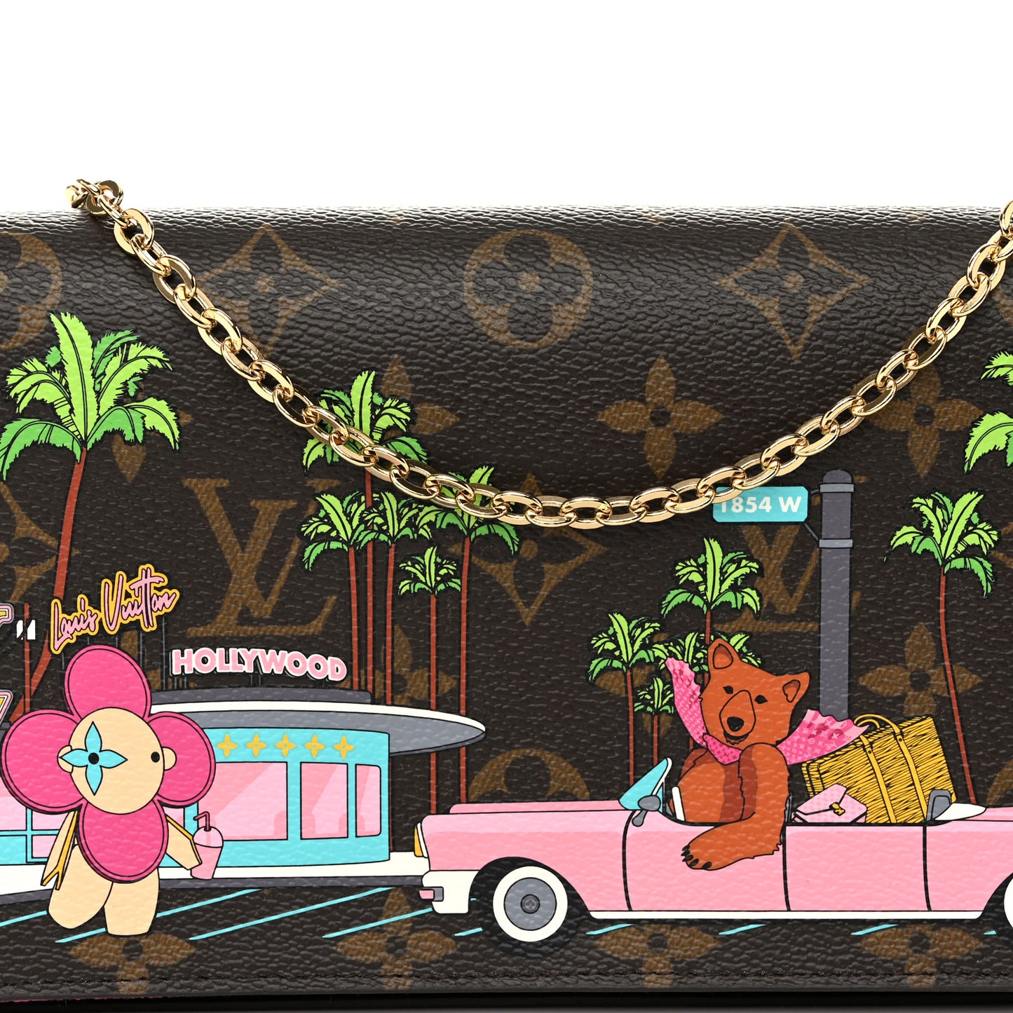 Monogram 2021 Christmas Animation Hollywood Pochette Felicie Chain Wallet Fuchsia