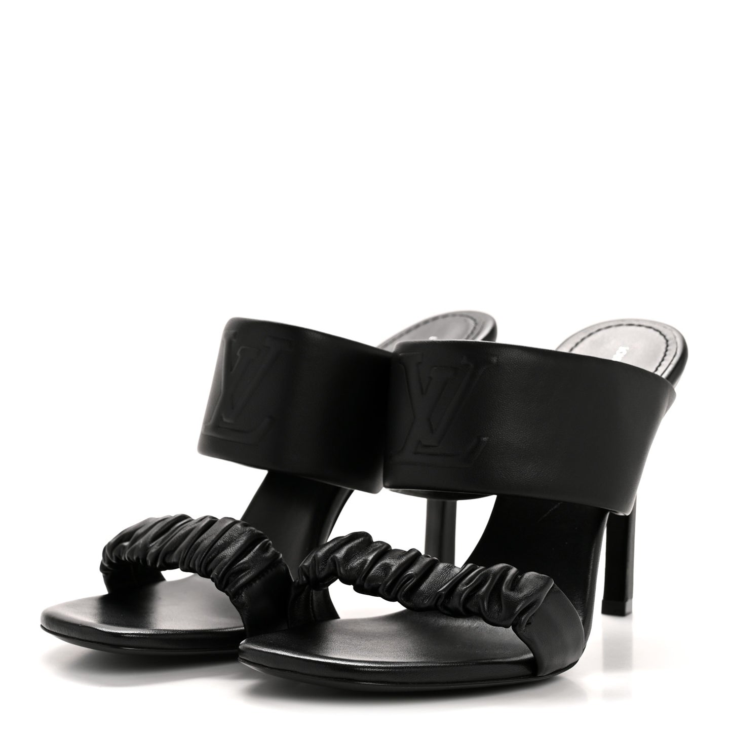 Lambskin Drapy Heel Mules 41 Black