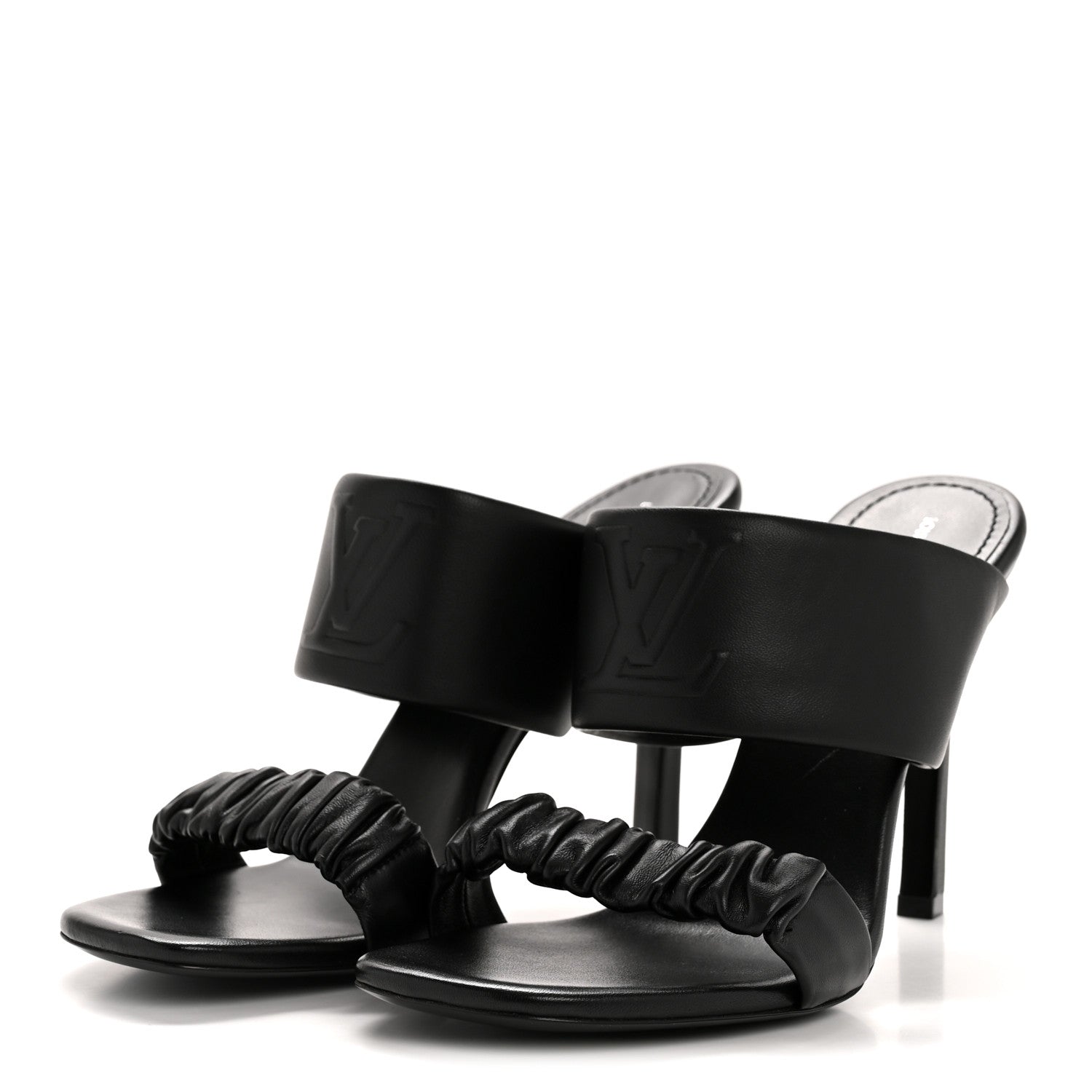 Louis Vuitton Lambskin Drapy Heel Mules 41 Black 4 of 11