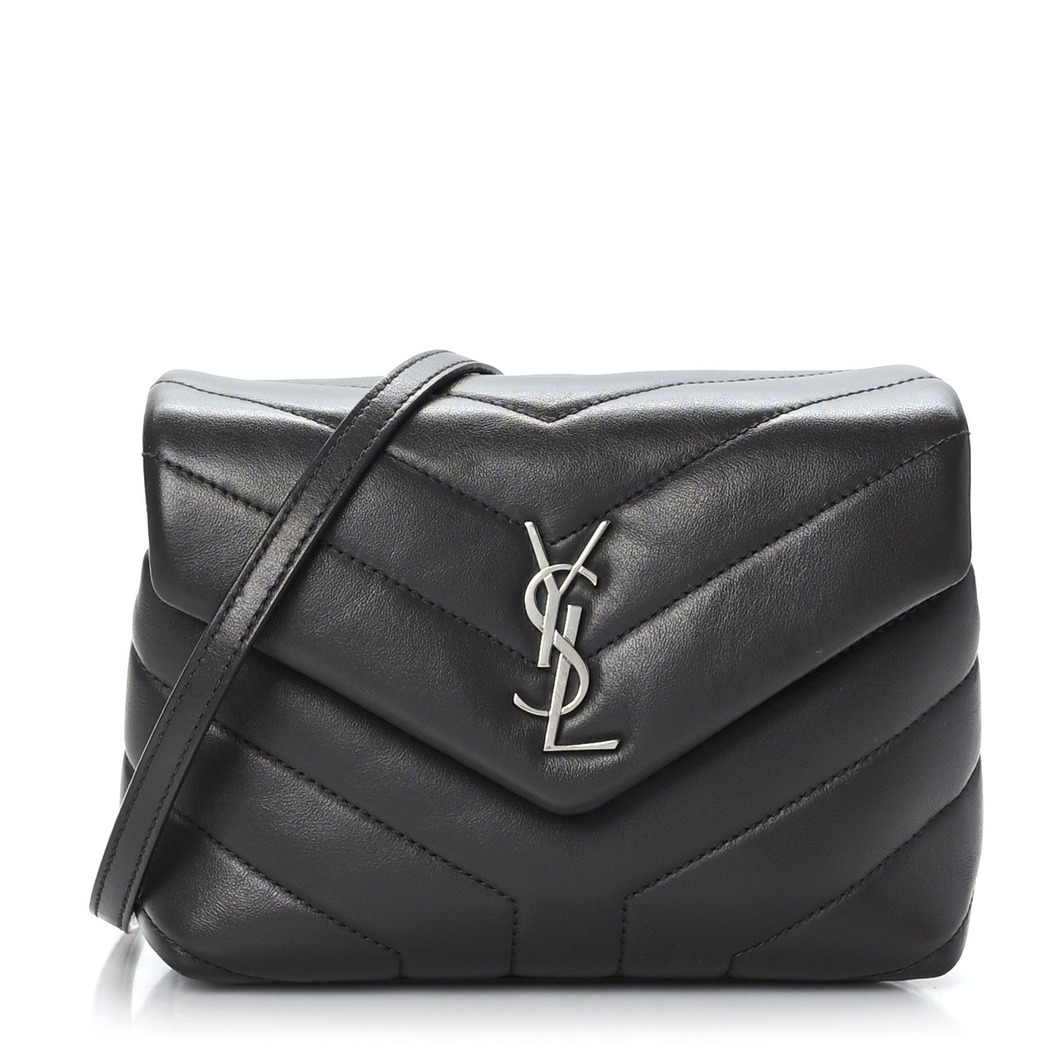 Saint Laurent Calfskin Y Quilted Monogram Toy Loulou Crossbody Bag Asphalt 1 of 9