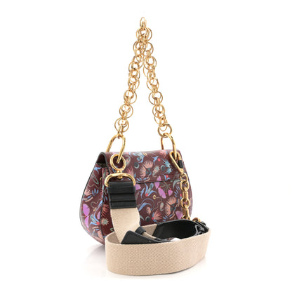 Chloe Calfskin Floral Print Drew Bi-Color Shoulder Bag Plum Purple 3 of 11