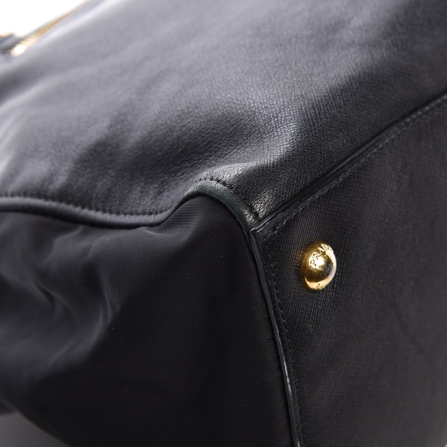Calfskin Tessuto Nylon Tote Black