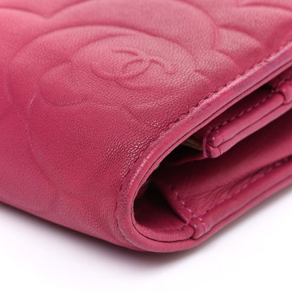 Chanel Lambskin Camellia Embossed Wallet on Chain WOC Fuchsia 12 of 13
