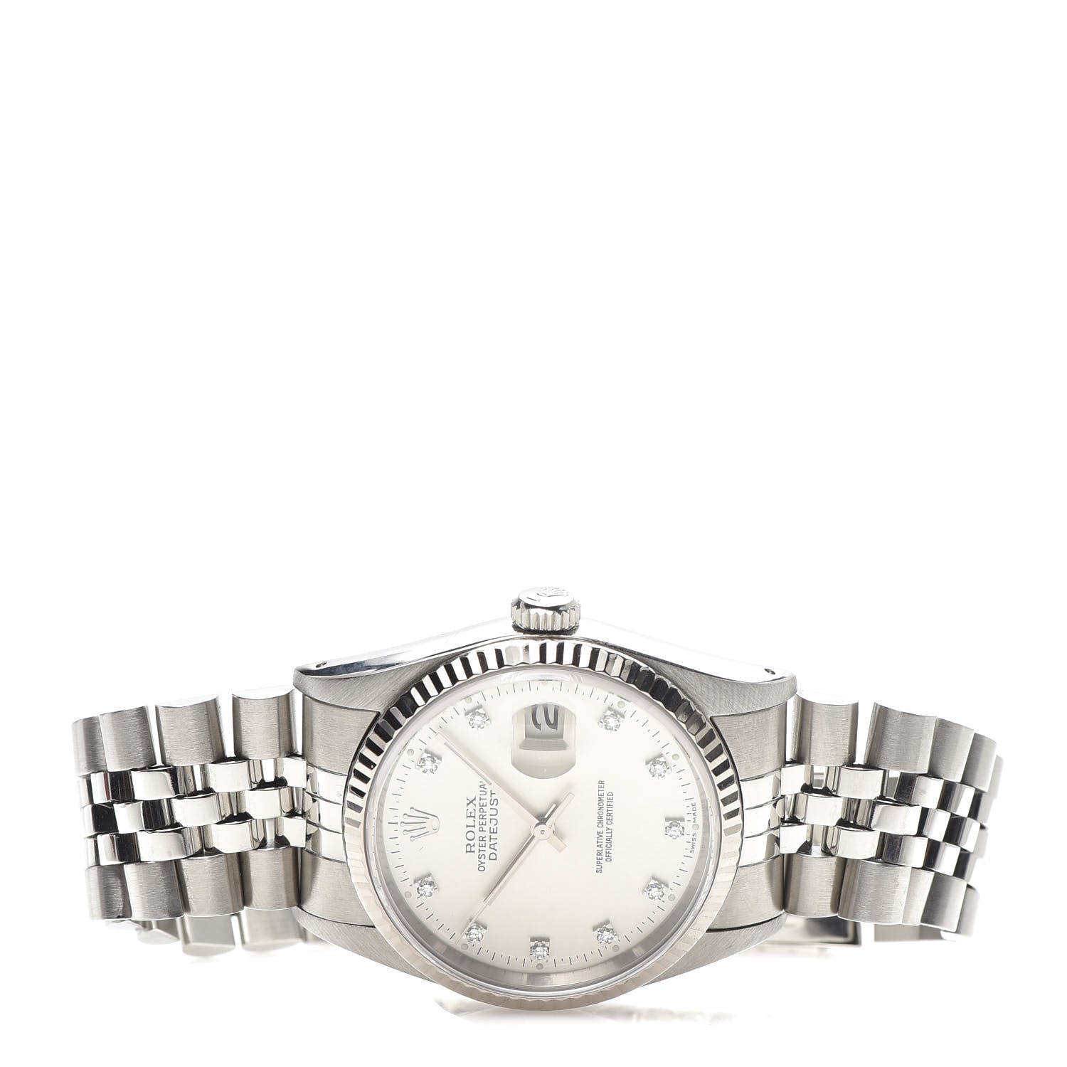 Rolex Stainless Steel 18K White Gold Diamond 36mm Oyster Perpetual Datejust Watch Silver 16234 3 of 6