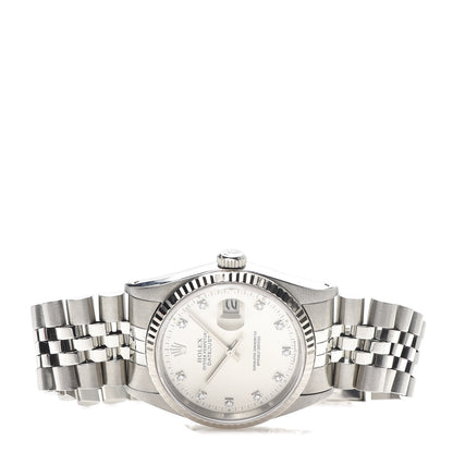 Rolex Stainless Steel 18K White Gold Diamond 36mm Oyster Perpetual Datejust Watch Silver 16234 3 of 6