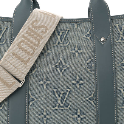 Louis Vuitton Monogram Washed Denim Weekend Tote NM Blue 7 of 10