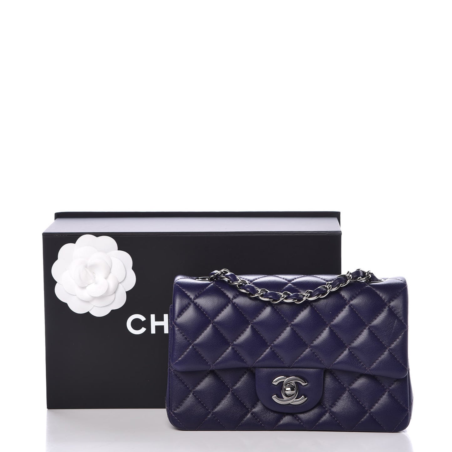 Lambskin Quilted Mini Rectangular Flap Purple