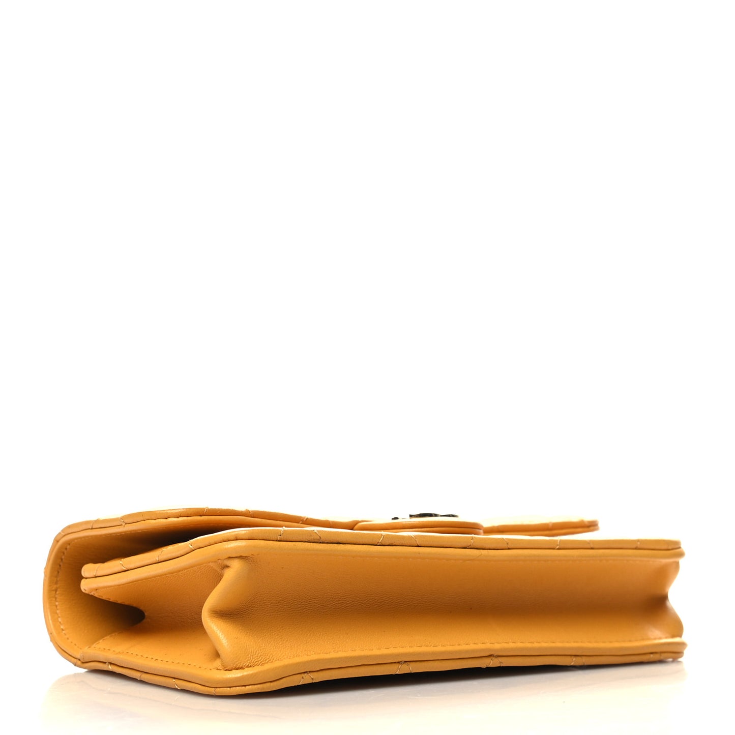 Lambskin Quilted Flap Phone Holder With Chain Yellow