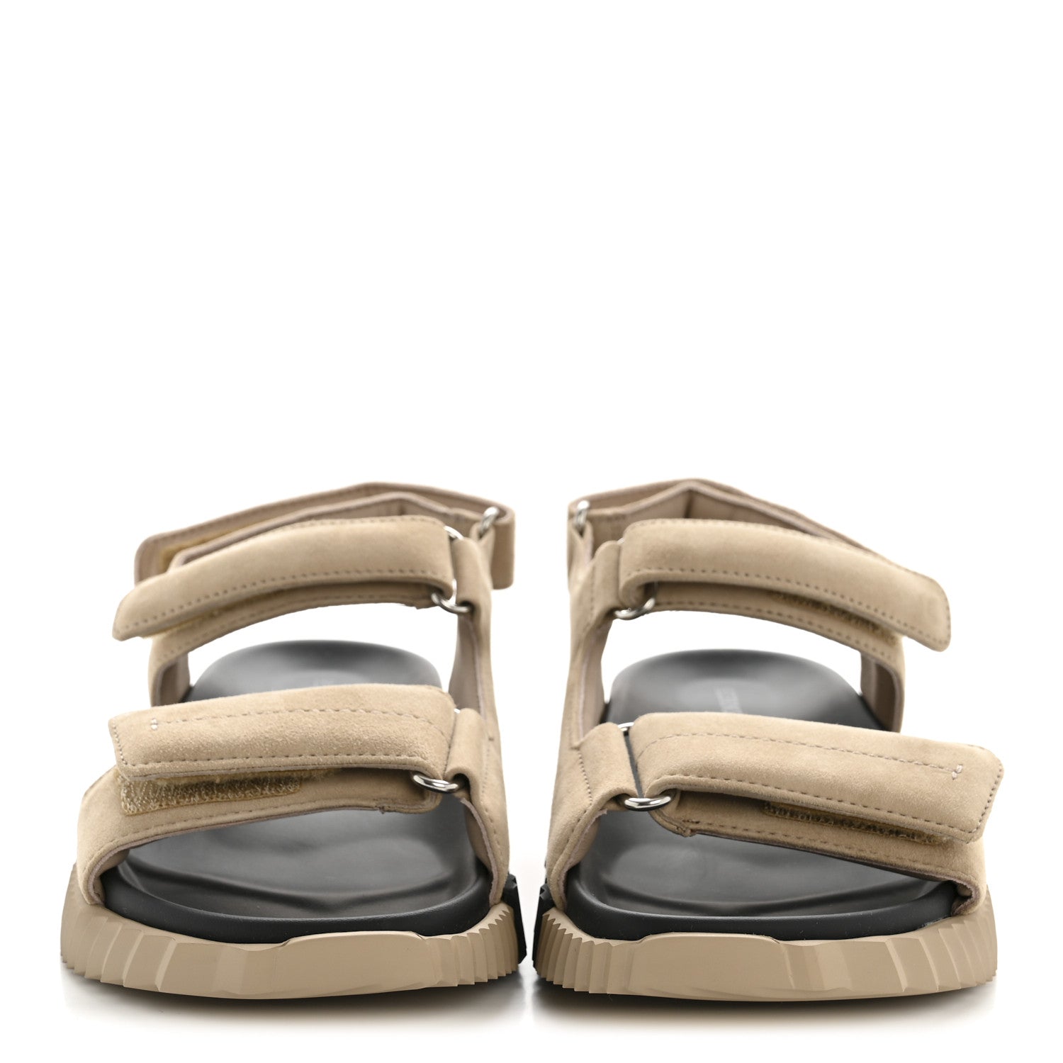 Hermes Suede Goatskin Junior Sandals 37.5 Beige Camel 1853607