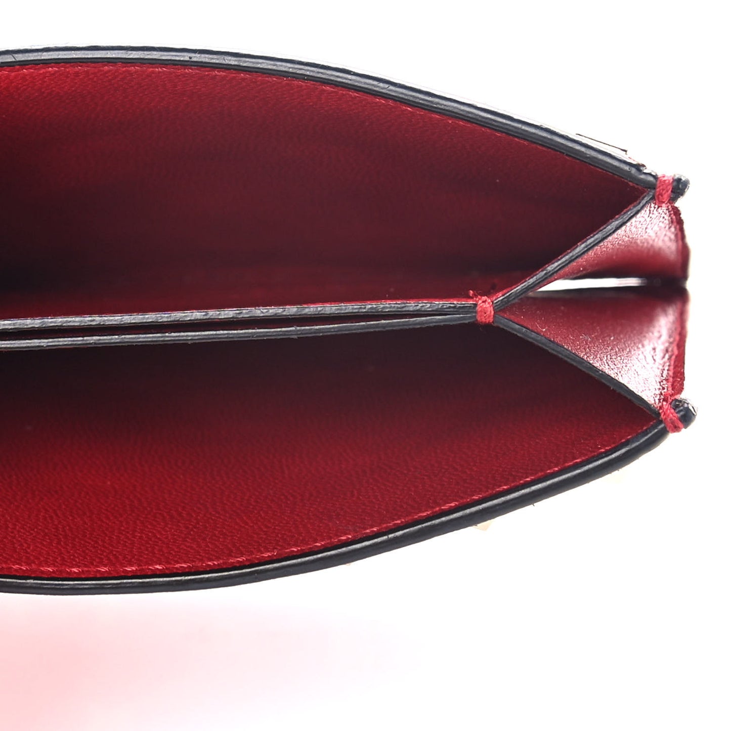 Lambskin Rockstud Spike Card Holder Red