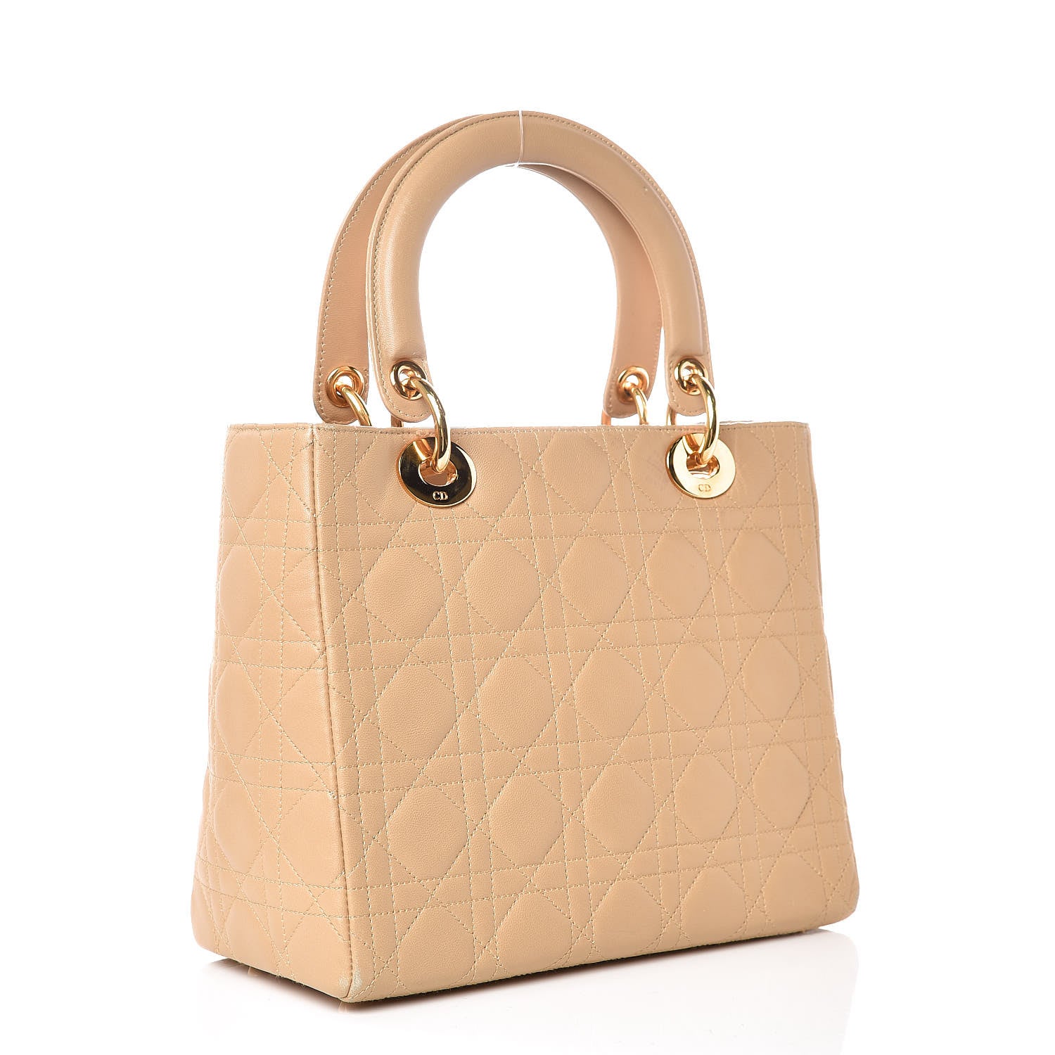 Christian Dior Lambskin Cannage Medium Lady Dior Beige 3 of 10