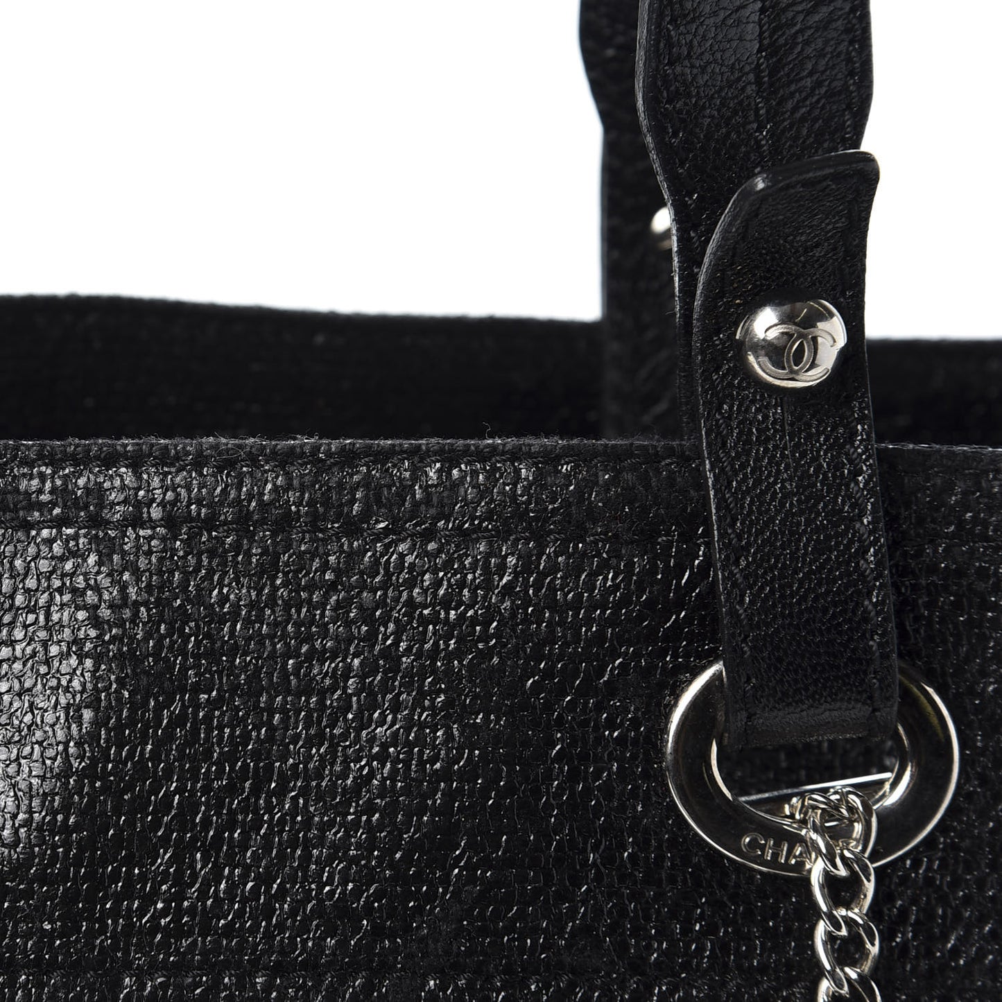 Coated Canvas Quilted Small Paris Biarritz Tote Black