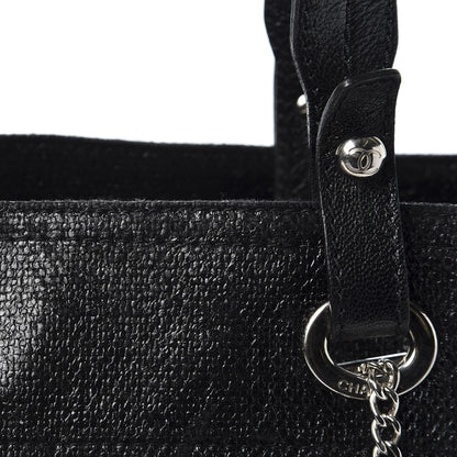 Chanel Coated Canvas Quilted Small Paris Biarritz Tote Black 7 of 10