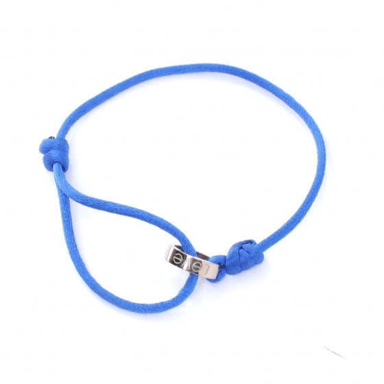 18k White Gold Charity LOVE Adjustable Cord Bracelet Royal Blue