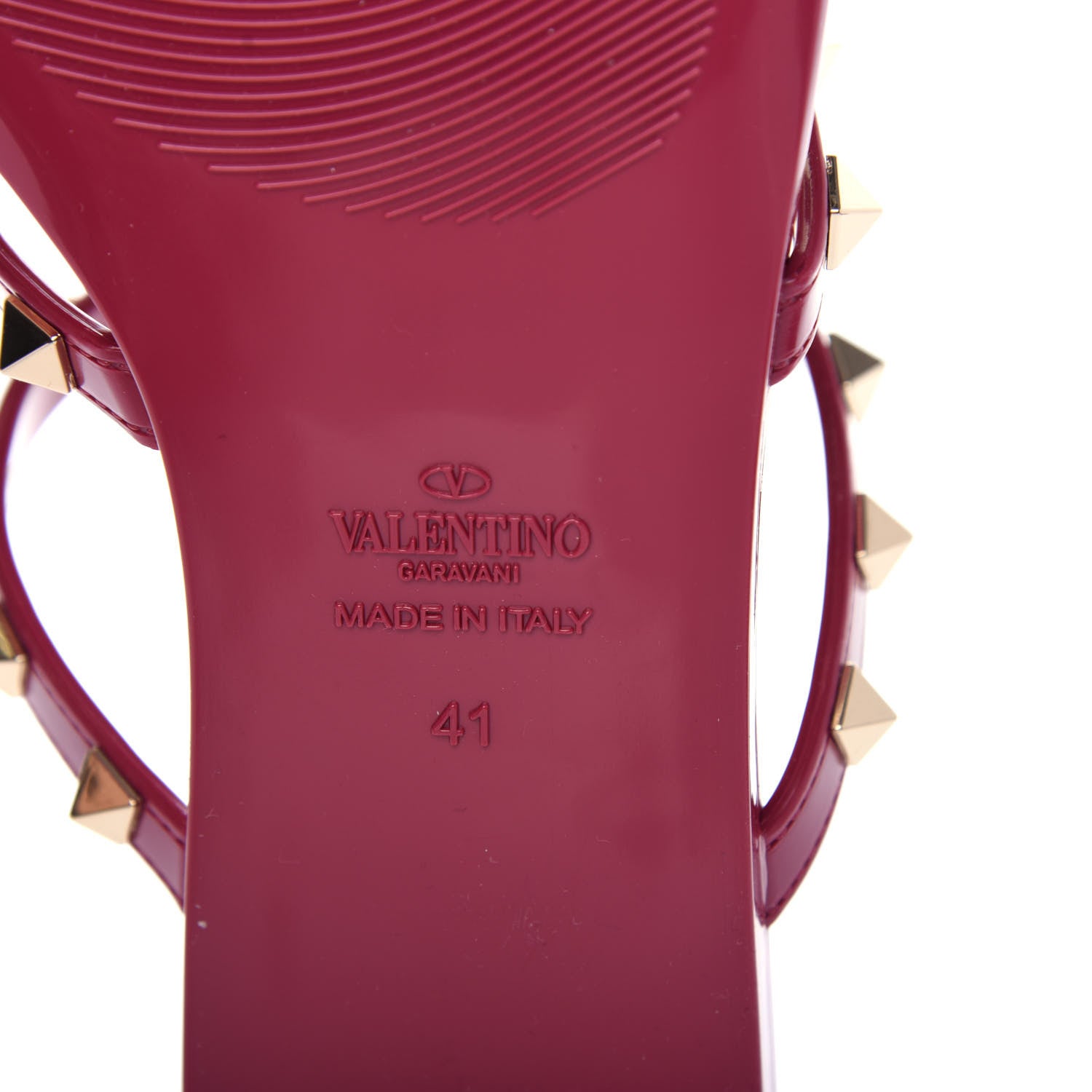 Valentino Garavani PVC Jelly Rockstud Caged Flat Thong Sandals 41 Raspberry 9 of 10