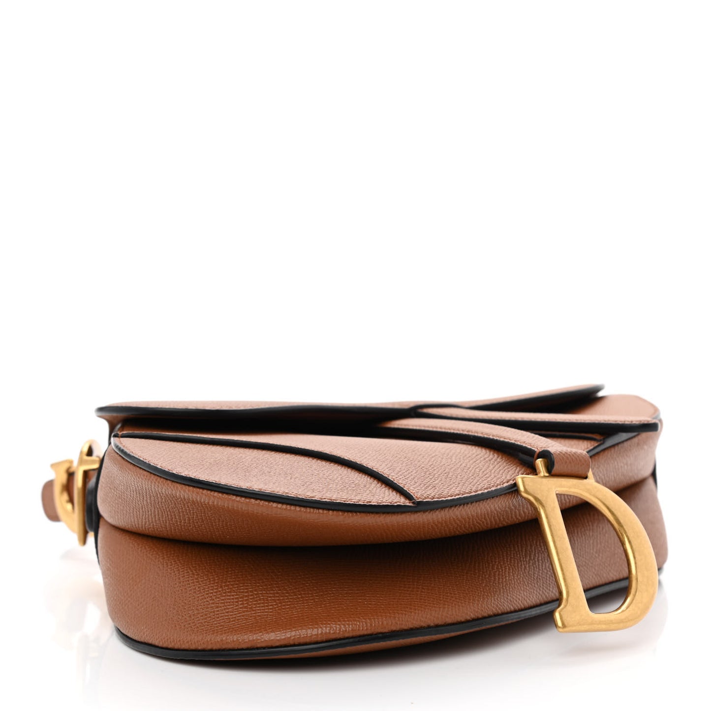 Grained Calfskin Saddle Bag Camello