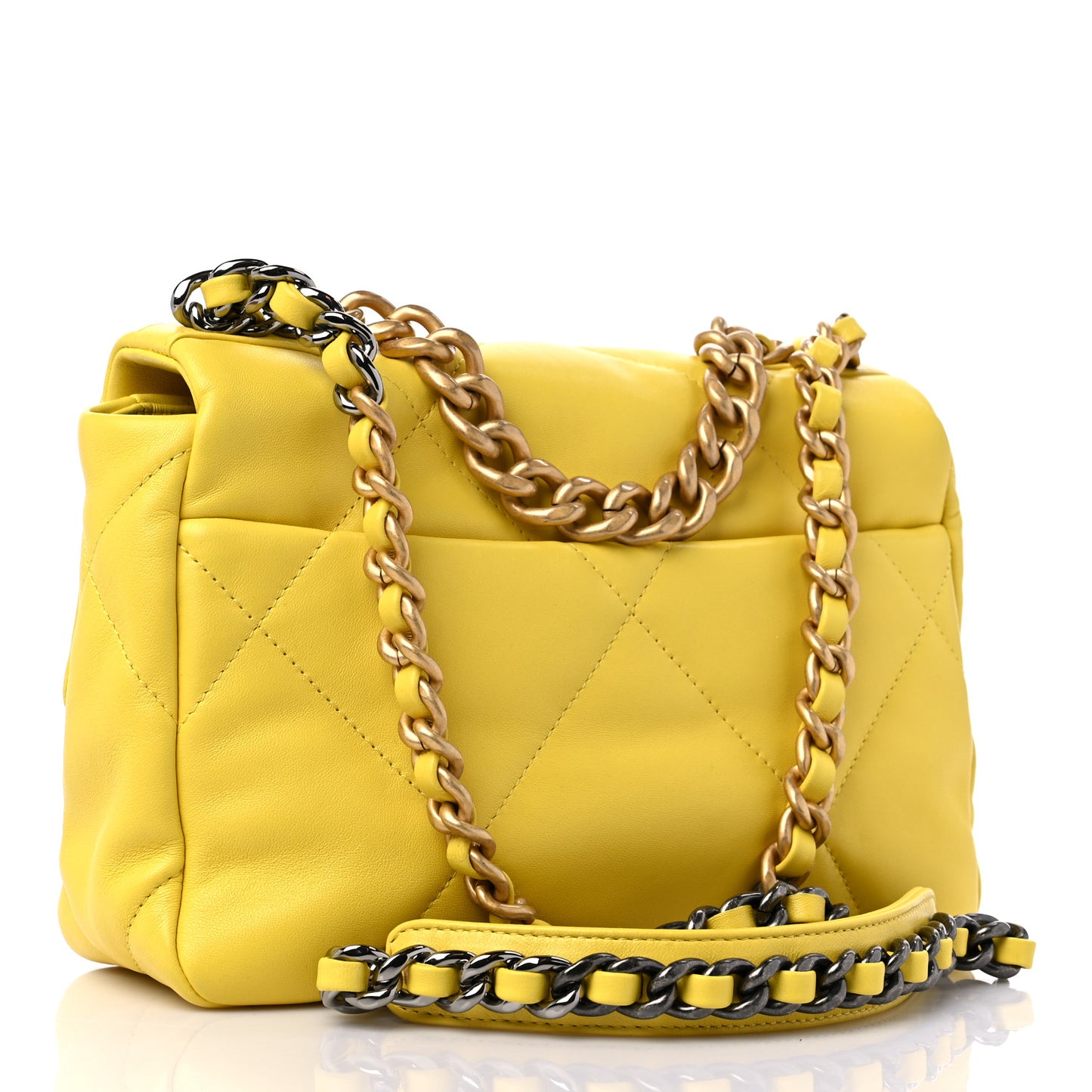 Lambskin Quilted Medium Chanel 19 Flap Yellow