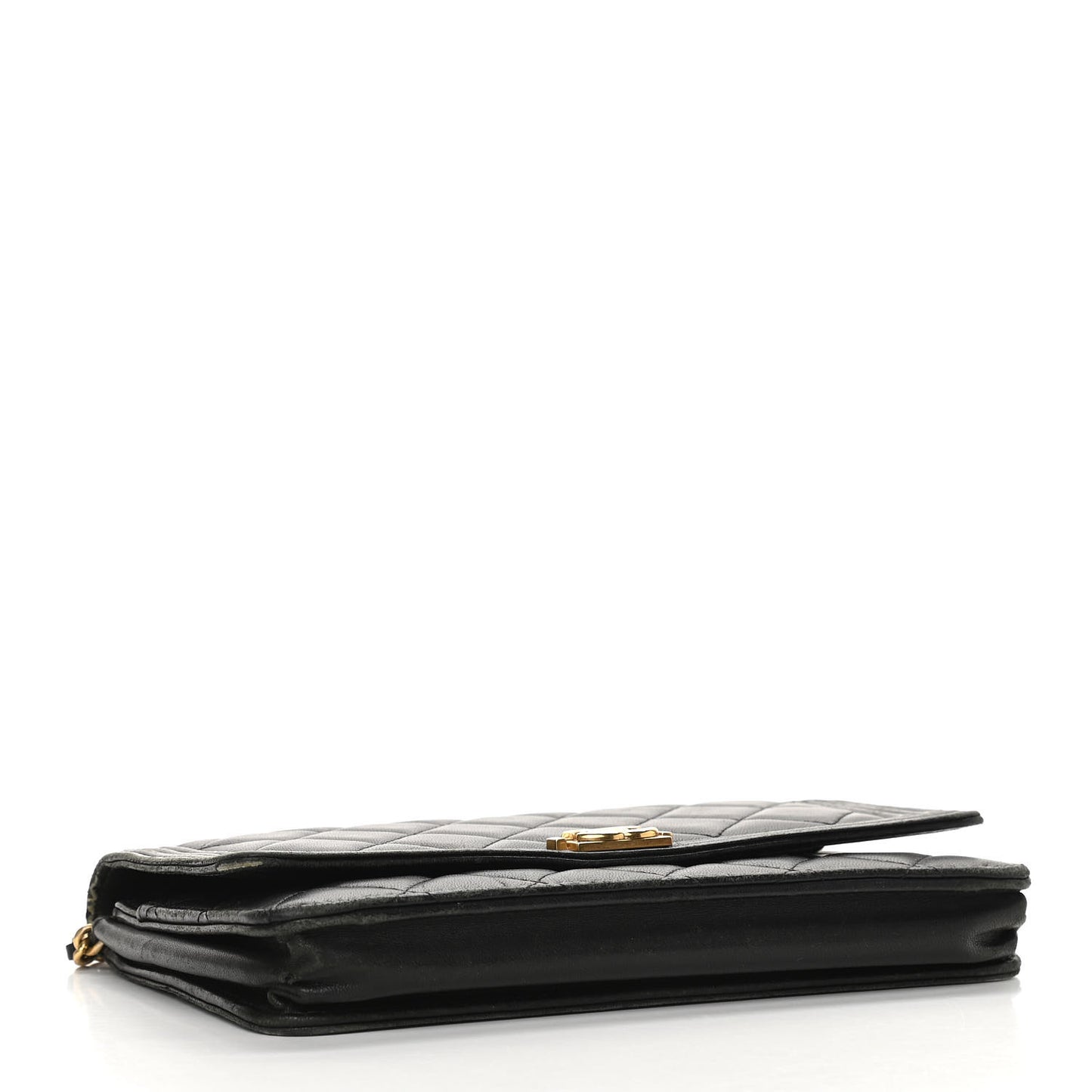 Calfskin Quilted Boy Wallet On Chain WOC Black