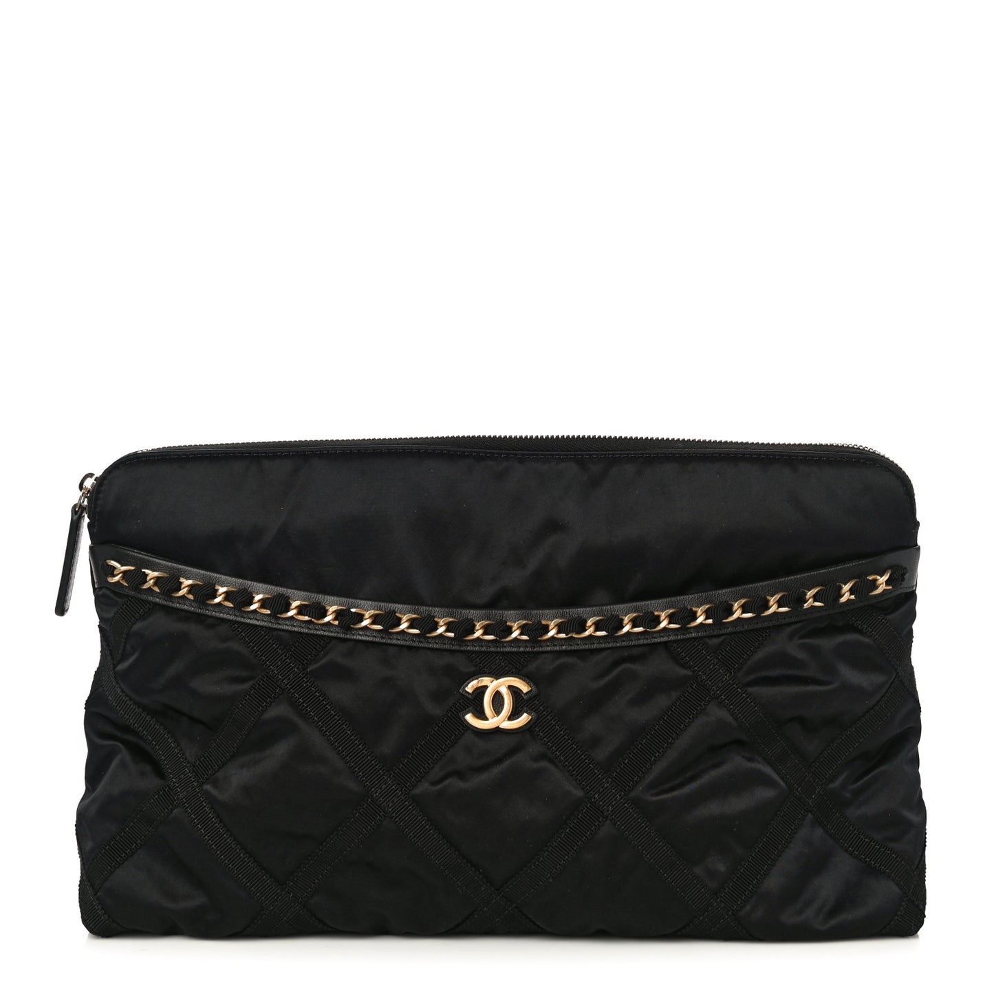 Nylon Grosgrain Large Lifestyle Pouch With Foldable Tote Black