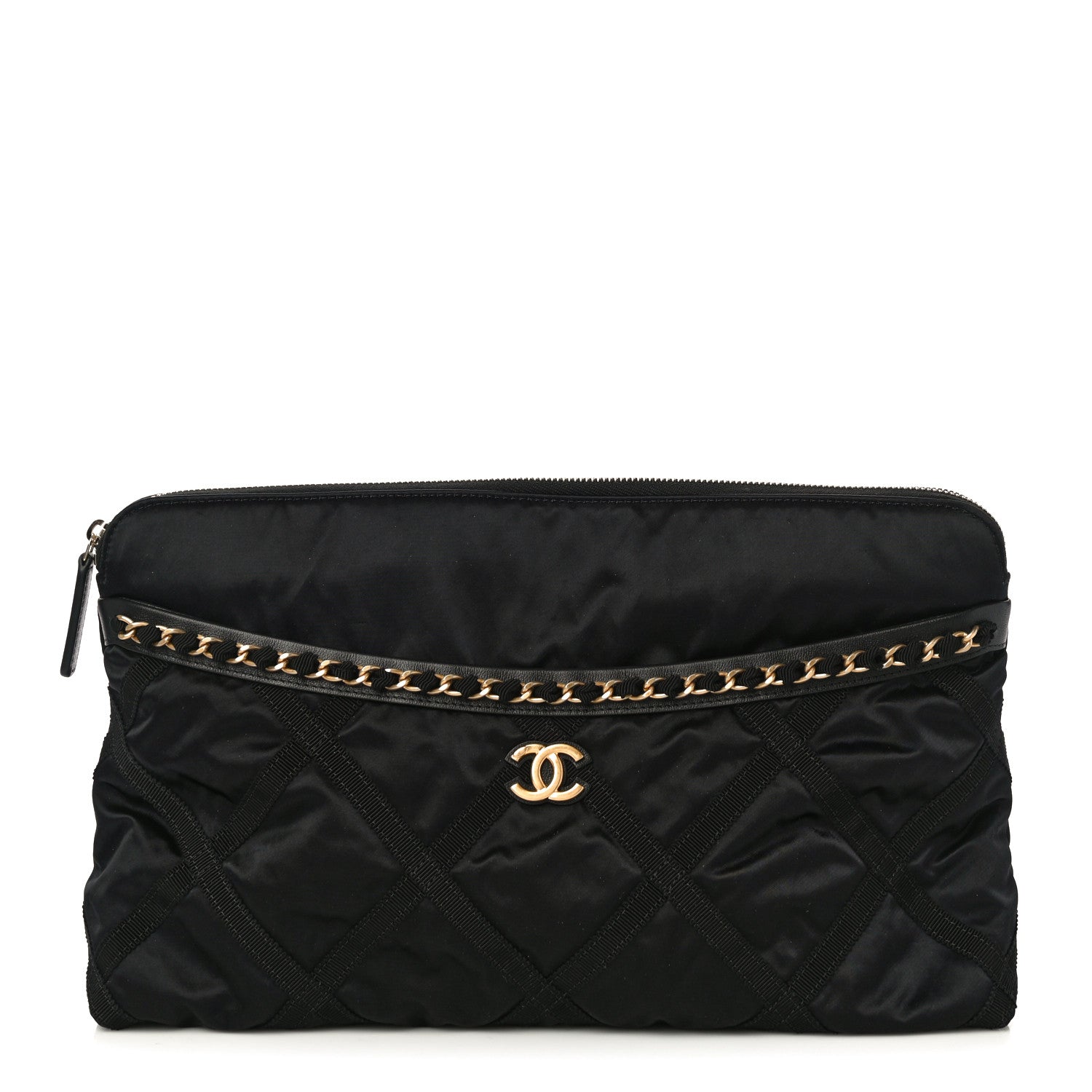 Chanel Nylon Grosgrain Large Lifestyle Pouch With Foldable Tote Black 3 of 12
