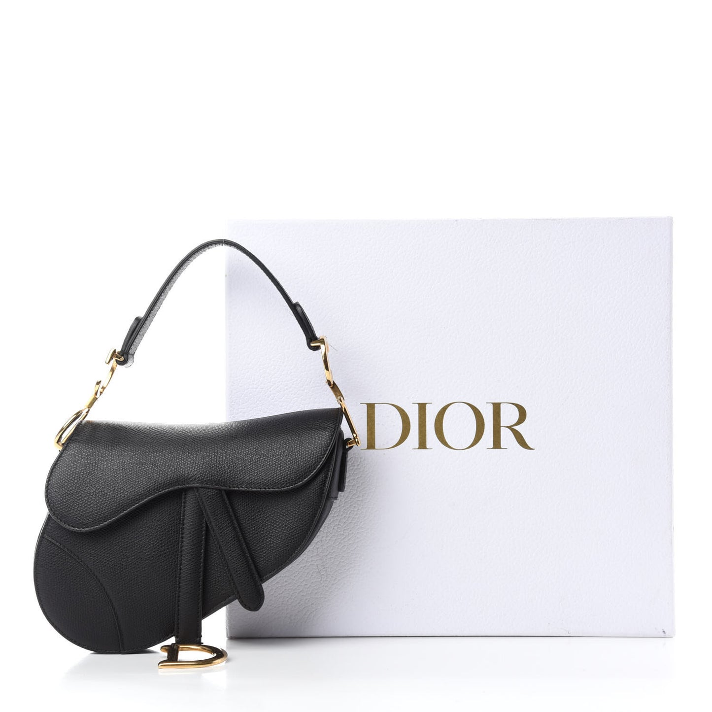 Grained Calfskin Mini Saddle Bag Black