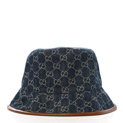 Gucci Washed Jacquard Denim Nappa GG Monogram Oscar Bucket Hat XXL Denim Cuir 5 of 10