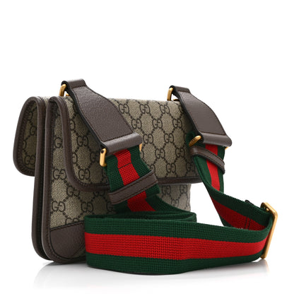 Gucci GG Supreme Monogram Web Small Neo Vintage Double Flap Messenger Bag Beige New Acero 3 of 11