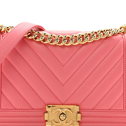 Chanel Lambskin Chevron Quilted Medium Boy Flap Pink 8 of 13