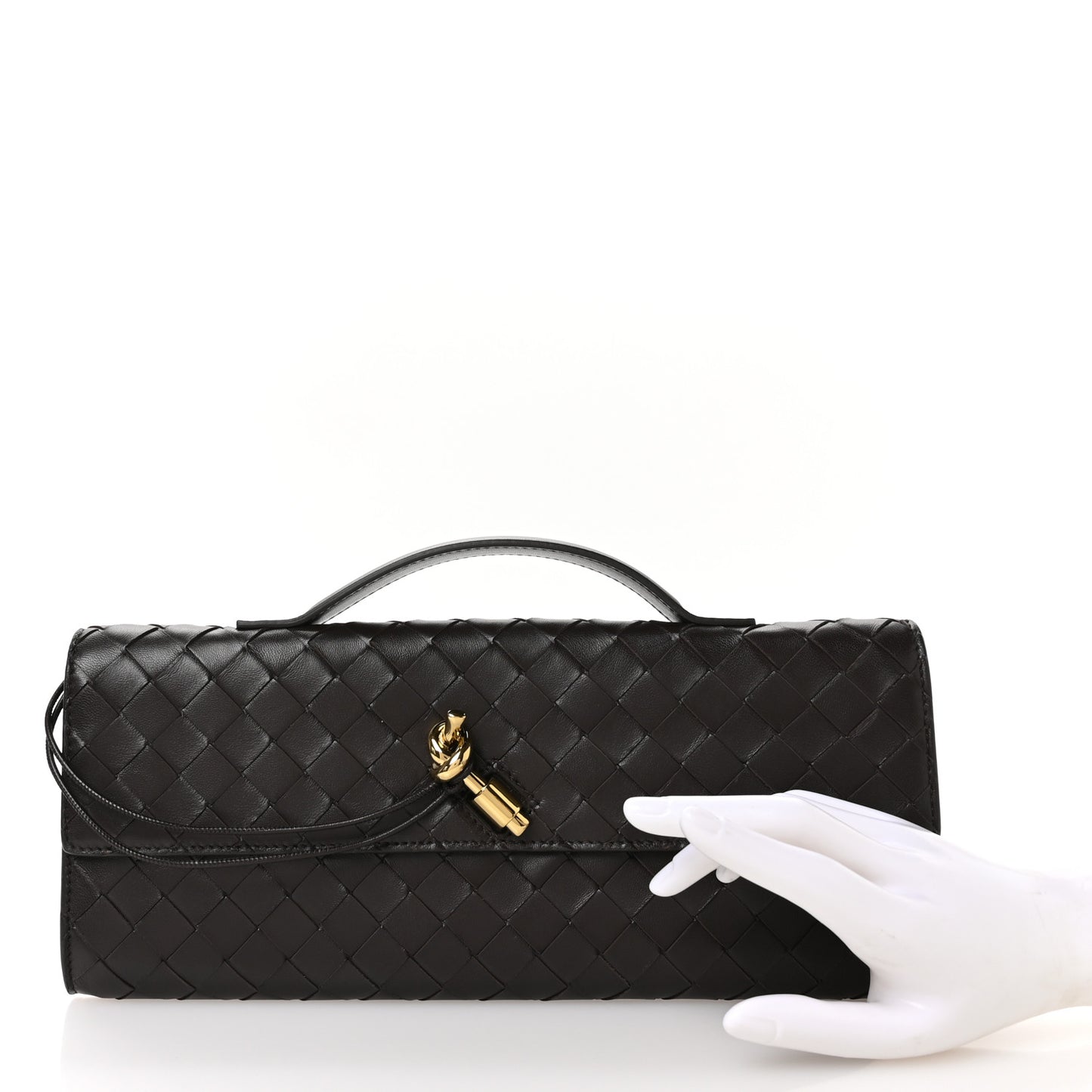 Nappa Intrecciato Long Andiamo Top Handle Clutch Fondant