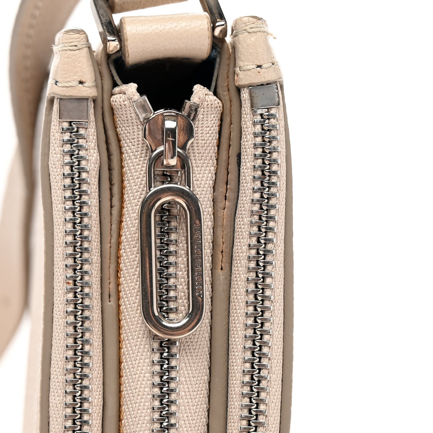 Grainy Goatskin Penhurst D-Ring Triple Zip Crossbody Bag Beige