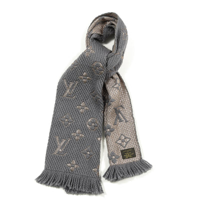 Louis Vuitton Wool Silk Logomania Shine Scarf Gris 1 of 3