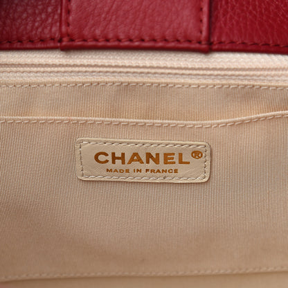 Chanel Grained Calfskin Stitched Supple Rock Shopping Tote Burgundy 5 of 12