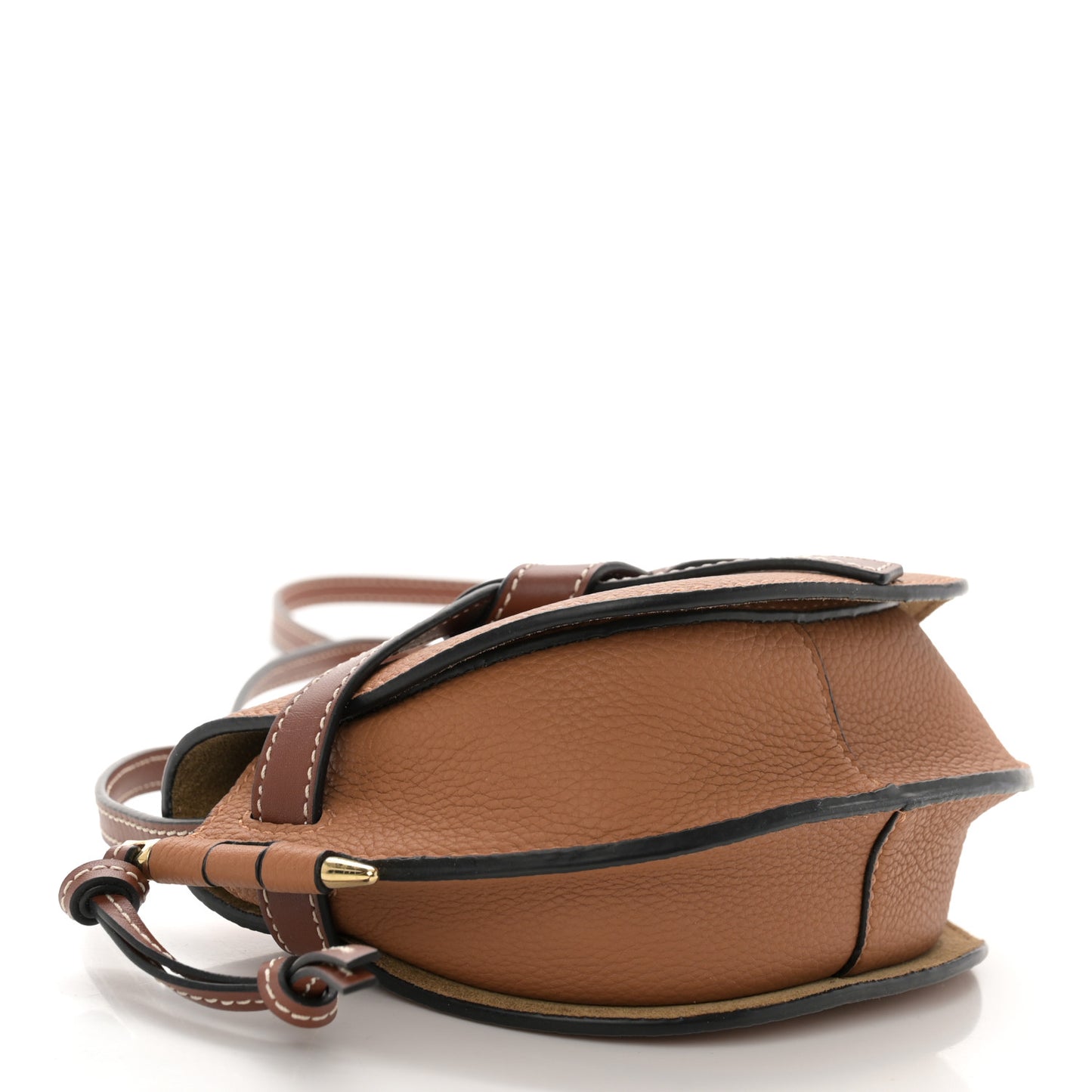 Grained Calfskin Mini Gate Crossbody Bag Caramel Pecan